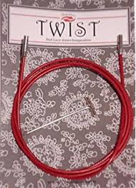 ChiaoGoo Twist 08" Large Red Lace Interchangeable Cable 8"/20 cm for Large Tips with locking key.